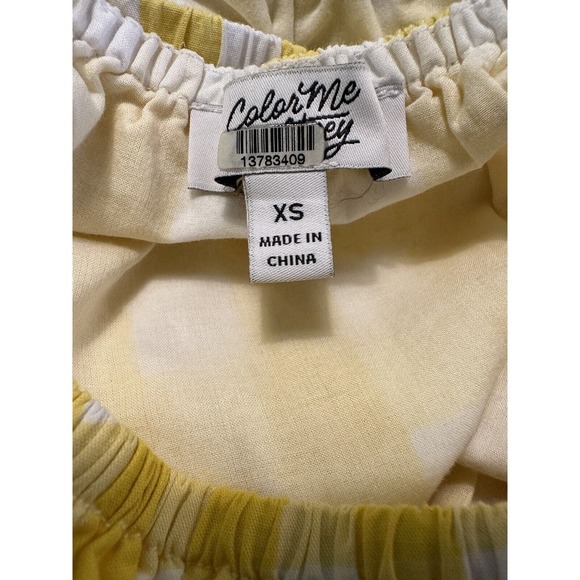 Color Me Courtney Kris Top Shirt XS Off The Shoulder Cotton Yellow Gingham - Picture 10 of 11